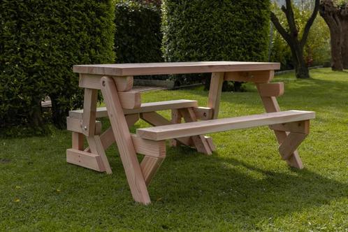 Inklapbare picknicktafel met planken tafelblad in 4 maten, Tuin en Terras, Picknicktafels, Nieuw, Rechthoekig, Hout, Inklapbaar