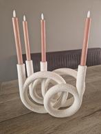 Ring kandelaar, incl. Led kaarsen, Huis en Inrichting, Overige materialen, 25 tot 50 cm, Wit, Ophalen of Verzenden