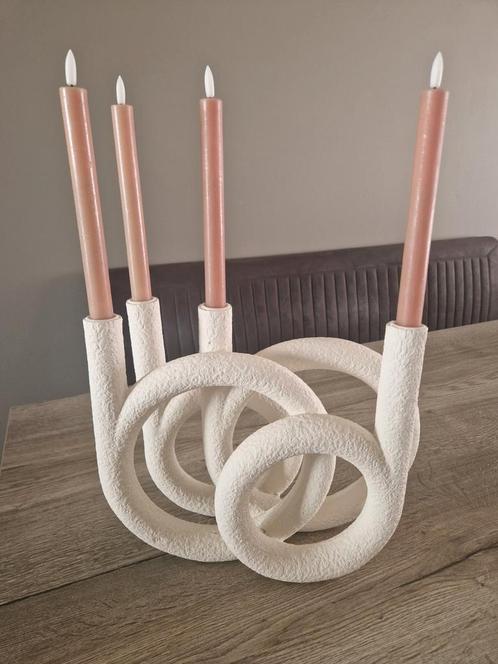 Ring kandelaar, incl. Led kaarsen, Huis en Inrichting, Woonaccessoires | Kandelaars en Kaarsen, Zo goed als nieuw, 25 tot 50 cm