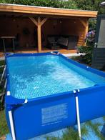 Intex zwembad incl pomp en solar mat, Tuin en Terras, Zwembaden, 200 tot 400 cm, Gebruikt, Rechthoekig, Opzetzwembad
