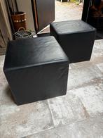2x lederen hockers Montel - 40x40x40 cm, Ophalen, Minder dan 50 cm, Gebruikt, Vierkant