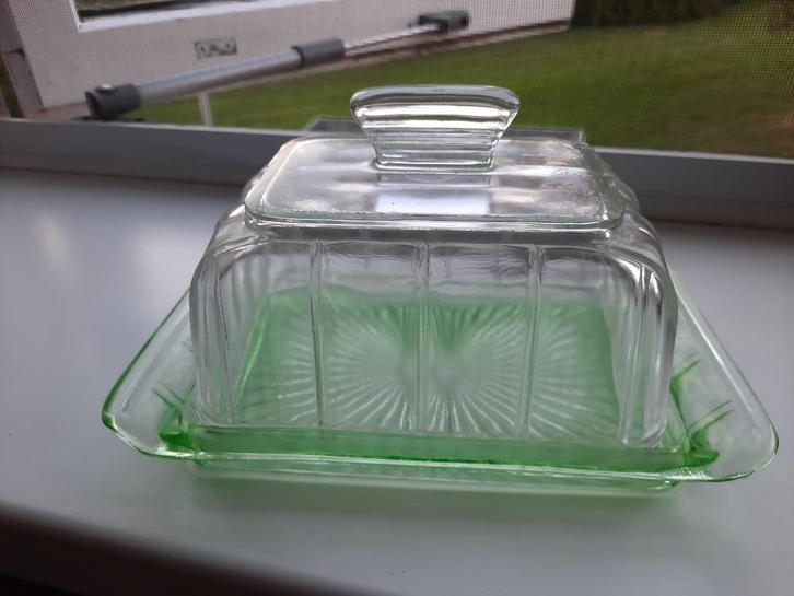 kaasstolp / botervloot licht groen leerdam A.d. copier, Antiek en Kunst, Antiek | Glas en Kristal, Ophalen of Verzenden