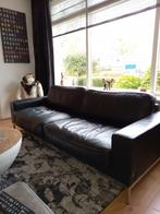 Musterring bank, zwart leder., Ophalen, Zo goed als nieuw, 75 tot 100 cm