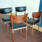 4 vintage Deens design mid century eetkamerstoelen retro, Huis en Inrichting, Stoelen, Ophalen, Gebruikt, Zwart, Vier