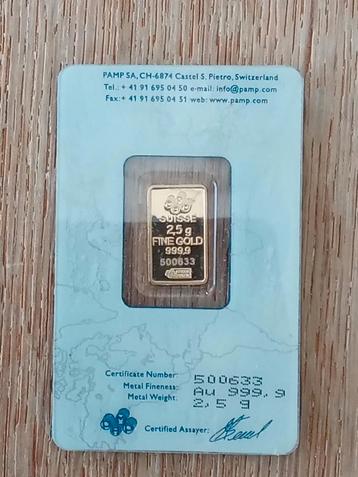 2,5 gram gecertificeerd 999,9 Goud Pamp Suisse beschikbaar voor biedingen