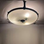 Antiek plafonniere vintage smeedijzer schaallamp, Ophalen of Verzenden