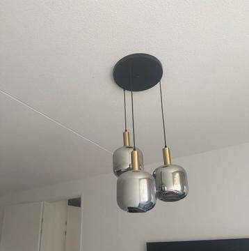 Hanglamp Zwart/Goud Smoke Glas - 3-Lichts beschikbaar voor biedingen