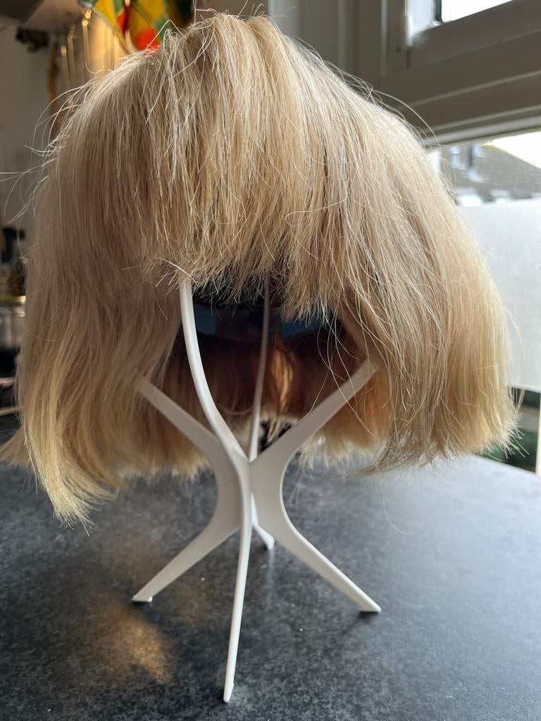 Haarwerk,echt haar, blonde bob- lijn, Ophalen of Verzenden, Zo goed als nieuw, Pruik of Haarverlenging