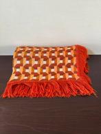 Vintage Retro Dekentje met Franjes, 70s, Flower Power Oranje, Verzamelen, Retro, Ophalen of Verzenden, Huis en Inrichting