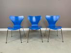 3 Fritz Hansen vlinderstoelen Arne Jacobsen in vintage staat, Ophalen, Gebruikt, Drie, Blauw