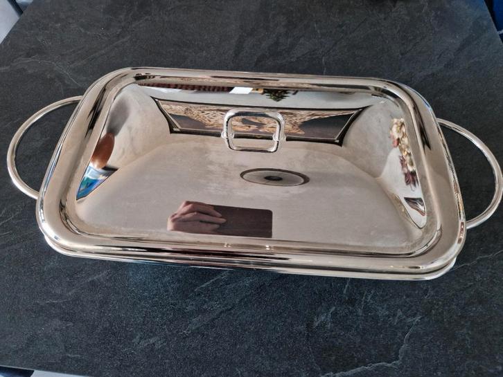 Verzilverde Rechaud een prachtige verzilverde schaal in doos, Huis en Inrichting, Keuken | Keukenbenodigdheden, Zo goed als nieuw