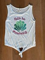Wit Topje met Zeemeermin Print in wrijfmotief maat 122, Ophalen of Verzenden, Zo goed als nieuw, Meisje, Shirt of Longsleeve