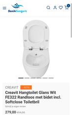 Creavit bidet WC Wit glans — RVS sproeier — incl. zitting, Doe-het-zelf en Verbouw, Sanitair, Ophalen, Nieuw, Rvs, Toilet