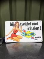 Vintage Reclamebord Deluxol Motor Oil, Ophalen of Verzenden, Zo goed als nieuw, Reclamebord
