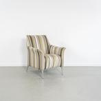 2x Leolux Mayuro Fauteuil Grijs/Wit/Beige Stof - Gestreept, Huis en Inrichting, Minder dan 75 cm, Ophalen of Verzenden, Zo goed als nieuw