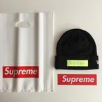 Zwarte supreme box logo 17FW met tasje sticker muts beanie, Ophalen of Verzenden, Nieuw, Overige maten, Muts