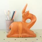 groot liggend houten HERT vintage Mid Century Scandinavisch, Ophalen of Verzenden