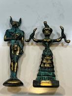 Bronzen beeldjes Minoïsche Minotaurus + slangengodin, Ophalen of Verzenden, Zo goed als nieuw, Overige materialen