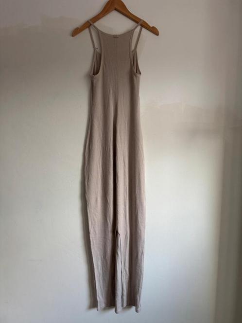 Lange cami-jurk van katoenen ribstof "Stone" maat S, Kleding | Dames, Jurken, Nieuw, Maat 36 (S), Beige, Onder de knie, Ophalen of Verzenden