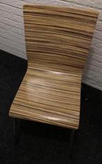 4x eetkamerstoel met leuke gestreepte zitting; Gamma, Huis en Inrichting, Ophalen, Gebruikt, Bruin, Vier