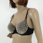 Zwarte BH met zilveren spikes sexy gothic punk feest club, Kleding | Dames, Ondergoed en Lingerie, Verzenden, Zwart, BH