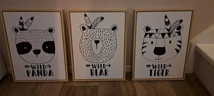 Schilderijtjes kinderkamer canvas - puntgaaf, Huis en Inrichting, Woonaccessoires | Kamerschermen, Zo goed als nieuw, Ophalen of Verzenden