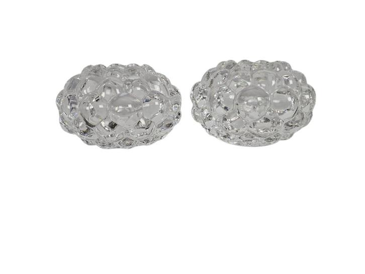 Orrefors - 'Rasberry' - waxinnelichthouder (2) - kristal, Antiek en Kunst, Antiek | Glas en Kristal, Ophalen of Verzenden