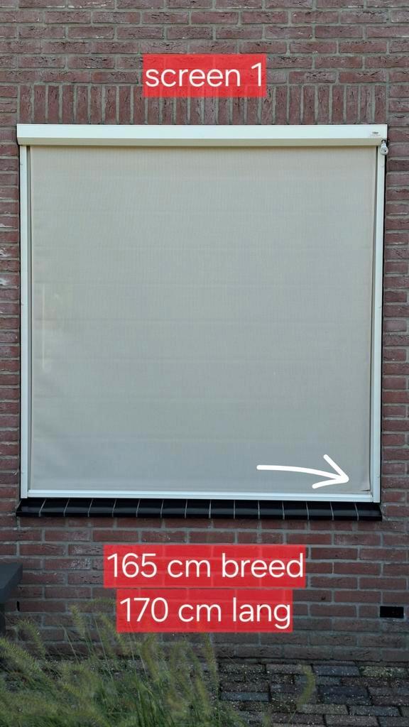 4 Screens handbediening, Doe-het-zelf en Verbouw, Rolluiken, Gebruikt, 150 tot 200 cm, 150 tot 200 cm, Crème of Beige, Ophalen
