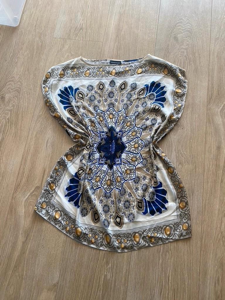 Nieuw blouse zand blauw leuk met smal riempje 42 box 52, Kleding | Dames, Blouses en Tunieken, Verzenden, Nieuw, Maat 42/44 (L)
