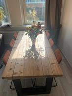 Mooie industriele houten eettafel, Ophalen, 50 tot 100 cm, Zo goed als nieuw, 150 tot 200 cm