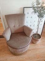 Vintage fluwelen fauteuil, Huis en Inrichting, Fauteuils, Gebruikt, Ophalen of Verzenden