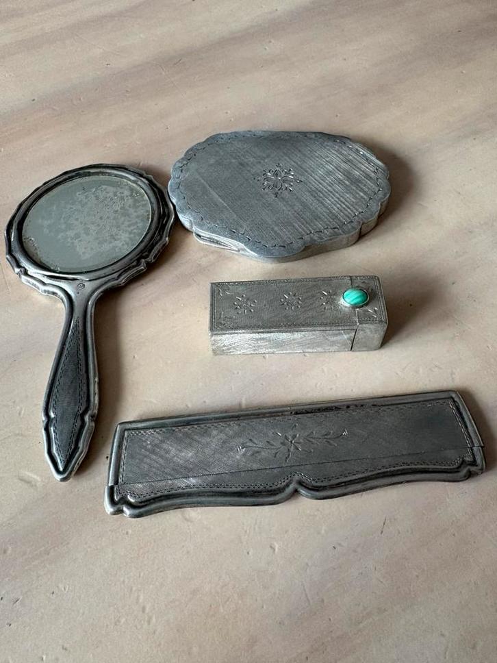 Zilveren art deco toiletset .800 zilver, Antiek en Kunst, Antiek | Goud en Zilver, Zilver, Ophalen of Verzenden