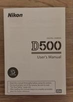 Nikon D500 Gebruikershandleiding Engelstalig, Ophalen of Verzenden