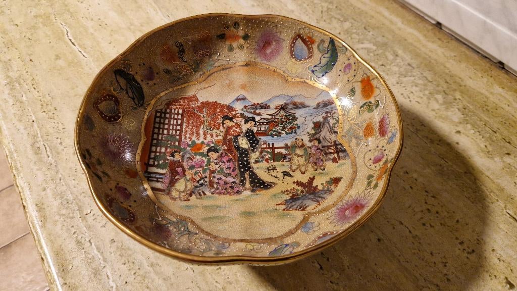 Echte decoratieve Japanse Moriage - Satsuma schaal rond 1900, Ophalen of Verzenden