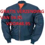 Bomber Jacket MA-1 Gevoerd Basic Model, Kleding | Heren, Jassen | Winter, Nieuw, Fostex, Zwart, Verzenden