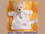 B030 Beer - Tiamo : ecru met beige badstof beertje (15cm), Ophalen, Zo goed als nieuw, Beer