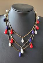 vintage ketting, USA, rood-wit-blauw, 60ties, retro, Sieraden, Tassen en Uiterlijk, Kettingen, Overige materialen, Gebruikt, Ophalen of Verzenden