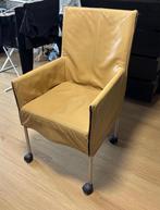 Leren stoelen met wieltjes, Huis en Inrichting, Stoelen, Ophalen, Gebruikt, Overige kleuren, Leer