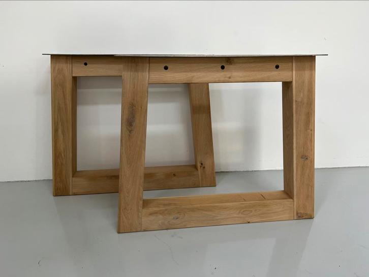 Eiken houten tafelpoten set eiken trapezius eiken u-poot set, Huis en Inrichting, Tafelonderdelen, Ophalen