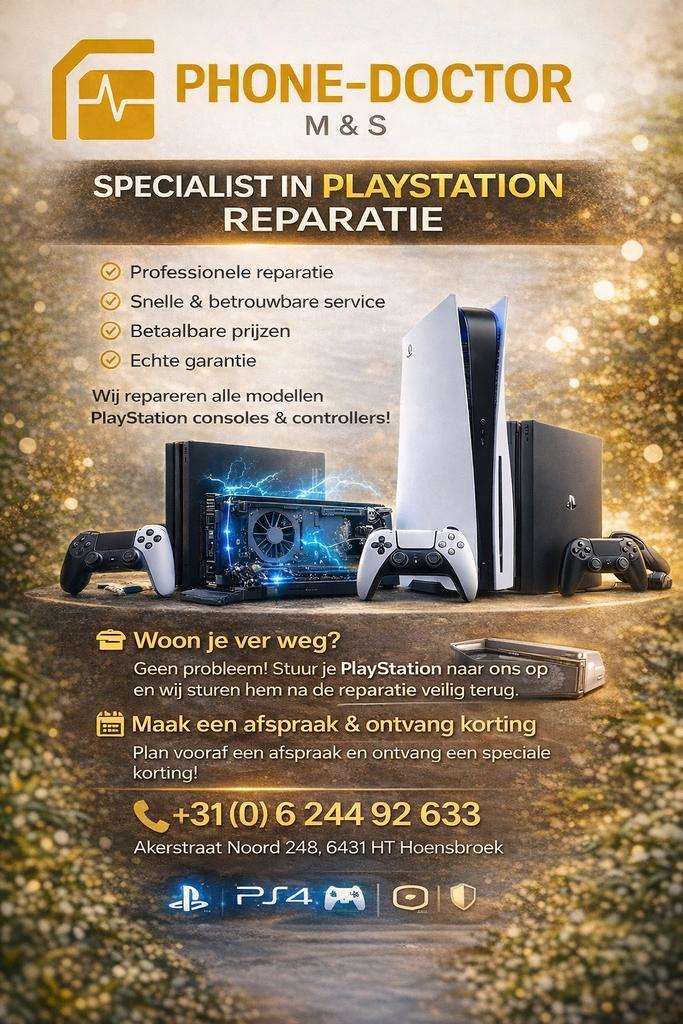 PS5 / PS4 kapot? PHONE-DOCTOR M&S fixt het!, Spelcomputers en Games, Spelcomputers | Sony PlayStation 5, Zo goed als nieuw, Playstation 5 Digital