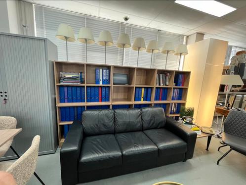Leren bankstel zwart  - 200 cm, Huis en Inrichting, Banken | Complete zithoeken, Gebruikt, Leer, Ophalen