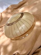 Vintage lampenkap glas goud en geel, Vintage,retro, Gebruikt, Rond, Ophalen of Verzenden