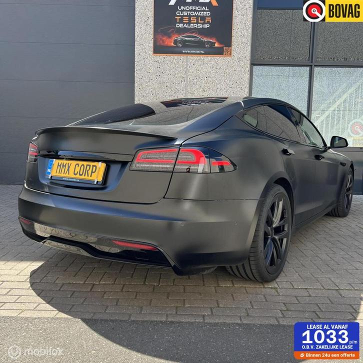 Model S Plaid 2.1s/100 SATIN BLACK FSD CUSTOM STEERING WHEEL, Auto's, Tesla, Bedrijf, Te koop, Model S, 360° camera, 4x4, ABS