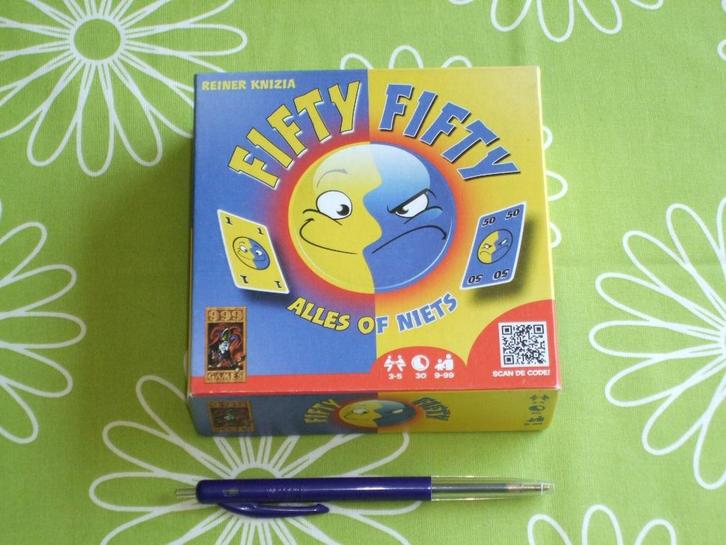 Fifty Fifty - alles of niets - tactisch kaartspel, Hobby en Vrije tijd, Gezelschapsspellen | Kaartspellen, Zo goed als nieuw, Drie of vier spelers