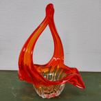 Vintage Oranje glazen mand in Murano stijl. Glas, Ophalen of Verzenden