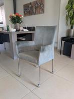 4 Designer eetkamerstoelen met wielen Velvet / Stof / Leder, Gebruikt, Blauw, Ophalen of Verzenden, Vier
