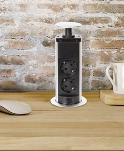 PEREL pop-up stekkerdoos, 2 stopcontacten, Doe-het-zelf en Verbouw, Elektra en Kabels, Zo goed als nieuw, Stopcontact, Ophalen of Verzenden