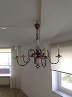 Antieke porseleinen kroonluchter met bloemmotief met 5 armen, Ophalen, Gebruikt, Glas, Klassiek