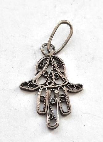 Hand van Fatima klein vintage filigrain zilveren hanger, Sieraden, Tassen en Uiterlijk, Kettinghangers, Zo goed als nieuw, Zilver