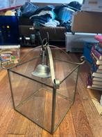 Plafondlamp glas / metaal, Huis en Inrichting, Lampen | Hanglampen, Ophalen, Gebruikt, Metaal, Minder dan 50 cm